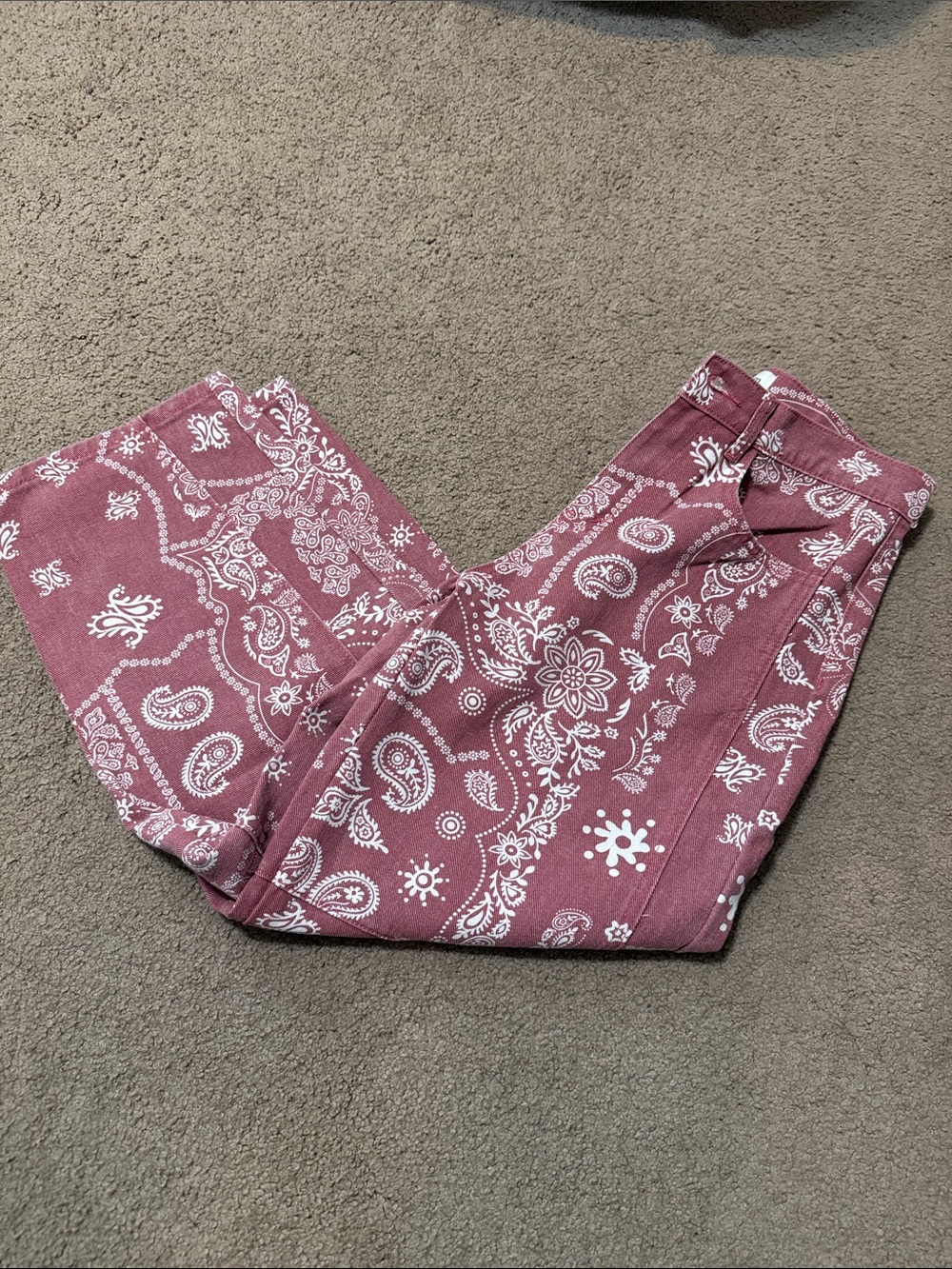Vervet washed red bandana Print Barrel jeans